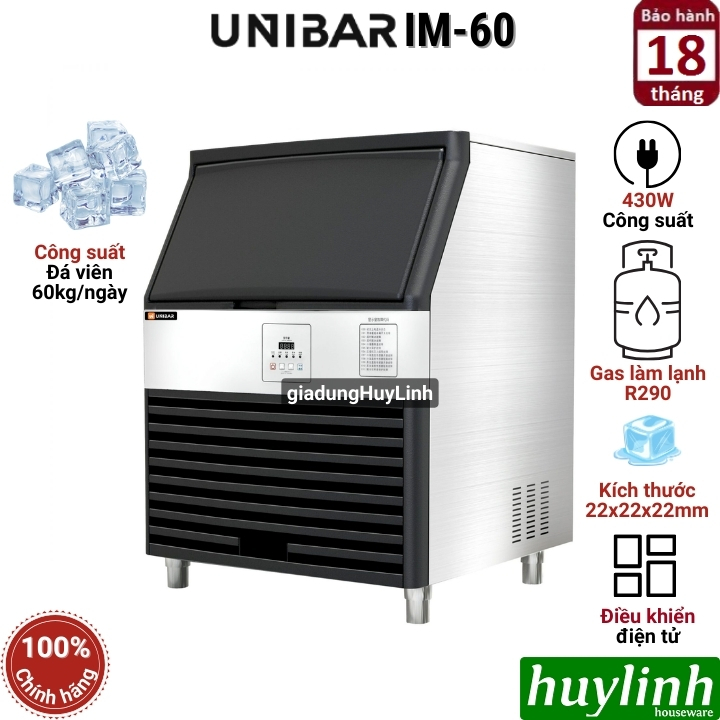 Máy làm đá viên Unibar IM-60 - công suất 60kg/ngày