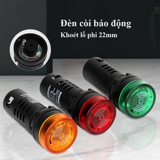Đèn còi cảnh báo phi 22mm- đèn cảnh báo có còi hú tín hiệu phi 22 - 220v
