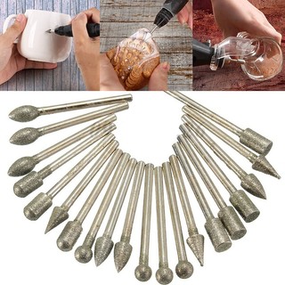 Bộ 20 mũi mài kim cương ❤️FREESHIP❤️ đầu mài - đầu đánh bóng độ mịn 150 Grit cán 3mm