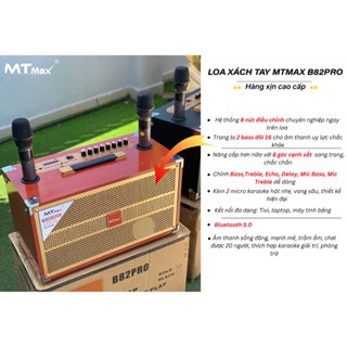 Loa Hay Nhất 2025 | Loa xách tay Karaoke Bass Echo Delay MTMAX B82 Pro 2Bass 16 Đa Dạng Kết Nối BT, AUX,USB hát cực hay