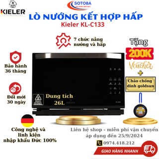 Lò nướng Kieler KL-C133 kết hợp hấp, dung tích 26L, 7 chức năng nướng và hấp chuyên dụng, bảo hành chính hãng 36 tháng