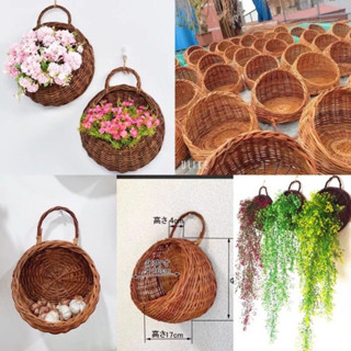 Giỏ Mây Cắm Hoa giả (tổ chim) treo tường - trang trí nhà cửa siêu đẹp