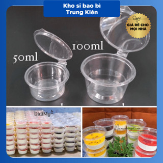 Set 50 Hộp Hũ Nắp Liền Trong Suốt Chịu Nhiệt 50ML, 100ML Đựng Nước Chấm, Hũ Panacota, Cốc Đựng Sốt, Hộp Đựng Bánh Flan