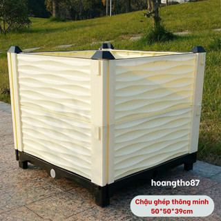 Chậu ghép trồng cây, hoa hồng thông minh dài 50cm rộng 50cm cao 39cm
