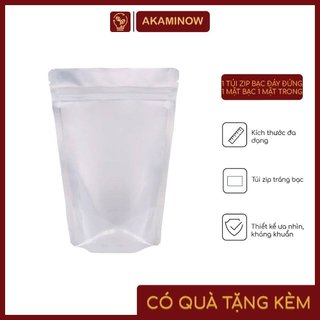 1 túi zip bạc đáy đứng 1 một mặt bạc, 1 mặt trong