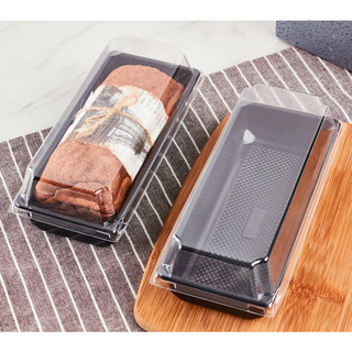 Hộp nhựa PET đế đen W1985 đựng bánh, sushi, trái cây (10 hộp)