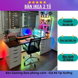 Bàn Gaming IKEA 2 Tủ, Bàn Làm Việc, Giải Trí Đa Năng 10 Ngăn kéo ( Ship Hỏa Tốc HN )