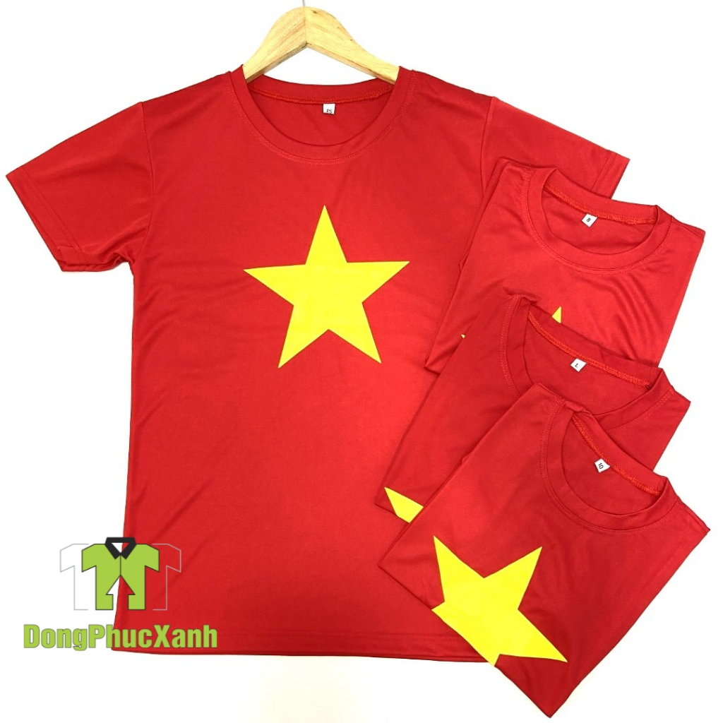 Áo Cờ Đỏ Sao Vàng Full Size Người Lớn Và Trẻ Em Áo Thun Cờ Đỏ Sao Vàng Thun co giãn 4 chiều