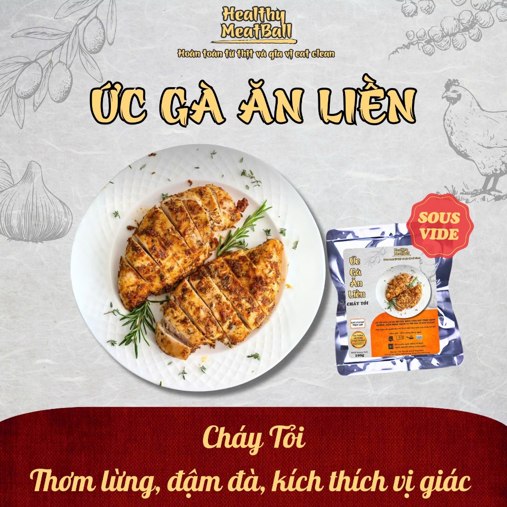 100g ỨC GÀ ĂN LIỀN 4 LOẠI SỐT ĐẶC BIỆT TĂNG CƠ GIẢM MỠ