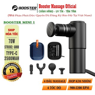 Súng massage gun Booster MINI điều trị căng cơ bắp - Chính hãng - Có Vali - Màu Đen