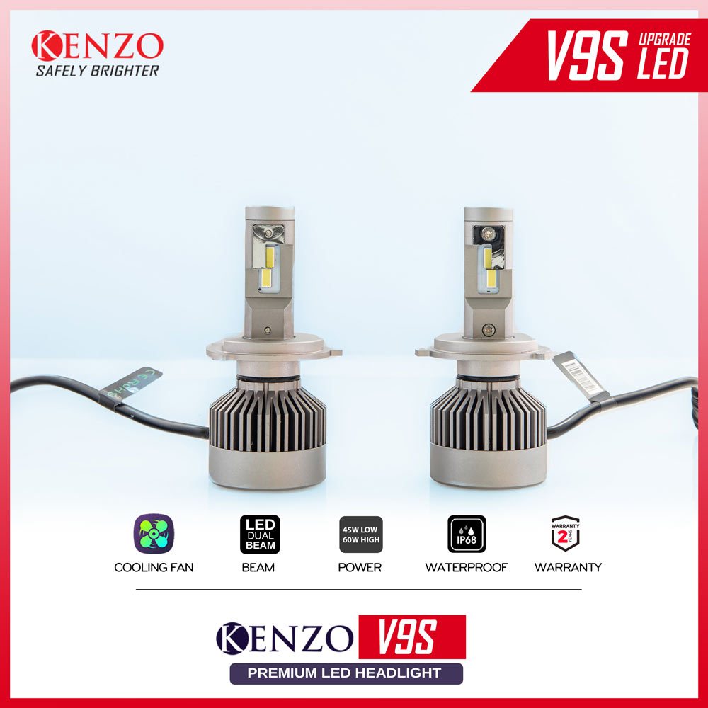 TV12 - Đèn Pha Led H4 KENZO V9s 65W mới nhất chân H4, BH 24th