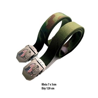 Thắt lưng nam vải bố dày màu rằn ri khóa US dài 120 cm đầu bọc da trẻ trung thanh lịch bền đẹp