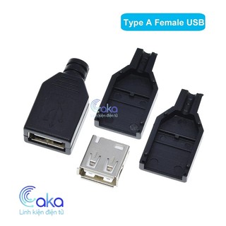 Đầu usb cái kèm vỏ loại A USB 4 chân ổ cắm với nắp nhựa màu đen