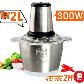 Máy Xay Thịt, Máy xay sinh tố cầm tay Cối Inox 4 Lưỡi Đa Năng,Công suất 300W xay thịt, tỏi ớt, rau củ quả.