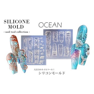 OCEAN Khuôn cá, vỏ sò bột khô, bột lưu huỳnh, bột nhúng,resin keycap charm nail uv gel nail box