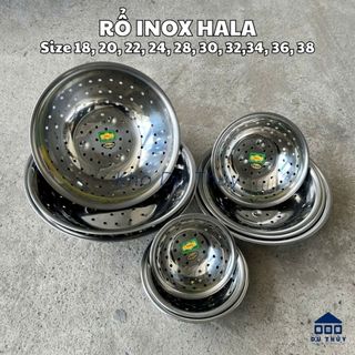 Rổ inox tròn Hala, loại nhỏ, dày, đường kính 18-28 cm, miệng bo tròn an toàn cho sức khỏe của tổng kho gia dụng Du Thủy