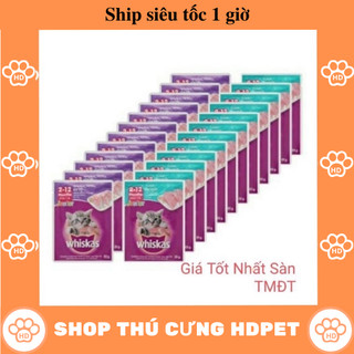 Thức ăn cho mèo con, Pate cho mèo con Whiskas 80g, Thức ăn cho mèo lớn pate Whiskas túi 80g