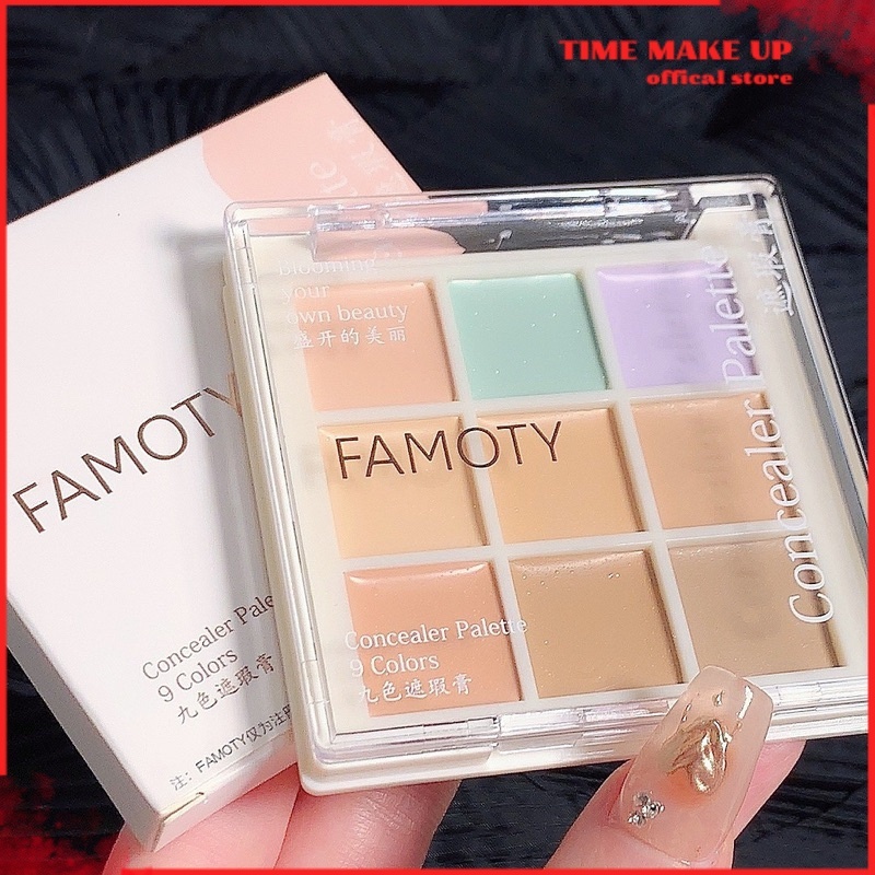 Bảng Triệt Sắc .Kem che khuyết Điểm 9 Ô FAMOTY Concealer Palette 9 Colors