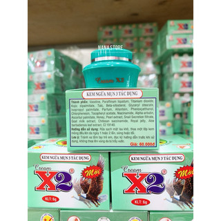 Kem x2 trắng da ngừa mụn 3 tác dụng 6g giá bao bì 60k
