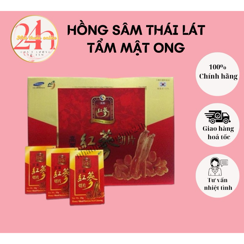 Hồng sâm thái lát tẩm mật ong Sambok hàn quốc, hộp 200gr