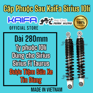  Cặp Phuộc Sau - Sirius Fi   Taurus   Ty 10mm   Hiệu KaiFa chính hãng Đài Loan    1 Cặp   280mm >>>> 