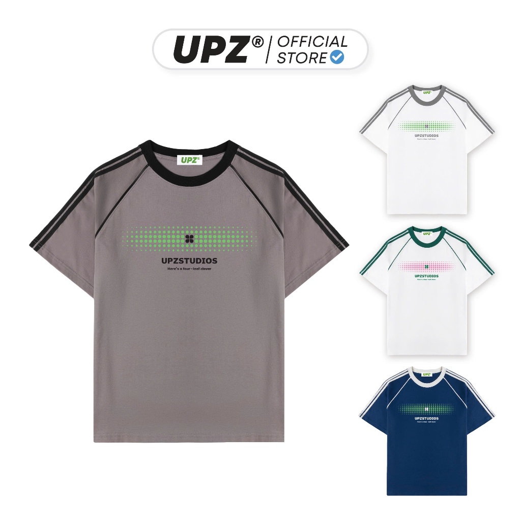 UPZ Áo Thun Raglan Tay Ngắn Unisex Nam Nữ In Hình Cỏ Bốn Lá Four-leaf Clover (4 Màu)