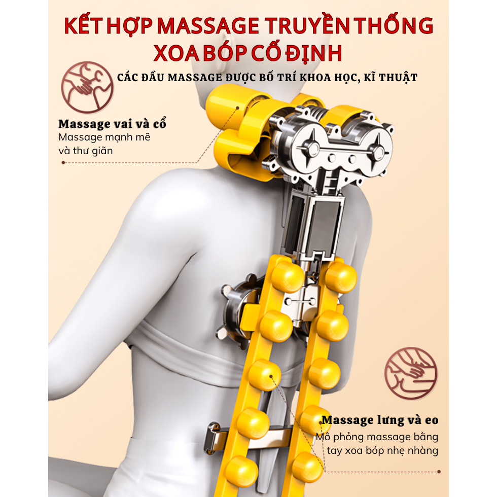 Máy Massage Lưng Cổ Vai Gáy MUSELOVE Gối Massage Hồng Ngoại 2 Chiều, Mô Phỏng Tay Người, Giảm Đau Hiệu Quả