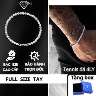 Lắc tay nam tennis 4 ly bạc thật đính đá cá tính LTA0057 - Trang Sức TNJ