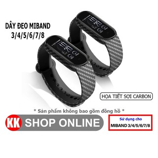 Dây đeo miband họa tiết vân carbon cho Xiaomi Miband 3 4 5 6 7 8 9