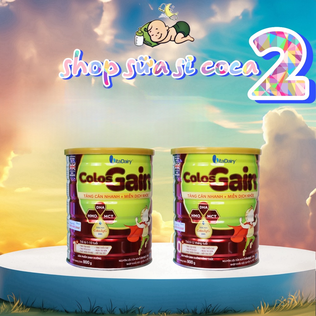 Colos Gain Vitadairy 0+1+ 800gr date mới đầy đủ mã QR
