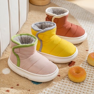 Cheerful Mario giày bốt cotton lót lông cừu cho bé dày dặn ấm áp chống trơn trượt, thấm nước, giày len cho bé