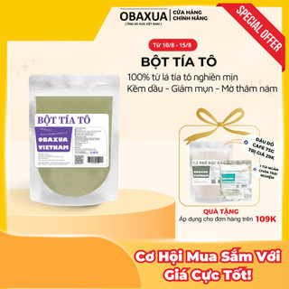Bột lá tía tô OBAXUA nguyên chất 100% Organic - Kềm dầu, Giảm mụn, mờ thâm nám, sáng da