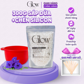  Combo Sáp Wax Lông Sữa Dừa 300Gr + Chén Silicon Nấu Sáp GLOWWAXING Tiết Kiệm CHE TÊN 