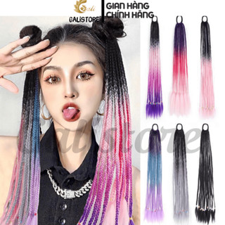 Tóc giả bện thắt bím ombre, tóc tết giả 12 nhánh 60cm tóc biểu diễn nhiều màu sắc dành cho nữ Galistore