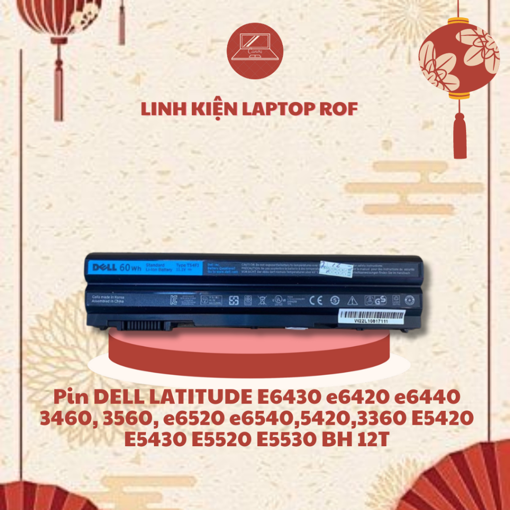 Pin DELL LATITUDE E6430 e6420 e6440 3460 3560 e6520 e6540 5420 3360 E5420 E5430 E5520 E5530 BH 12T