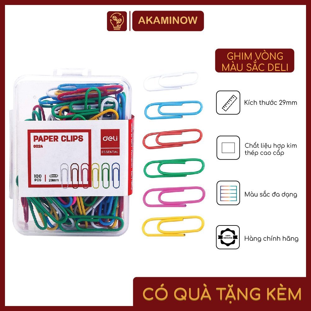 Combo Ghim Vòng Màu Deli 0024 hộp 100psc