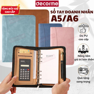 Sổ tay doanh nhân có khóa kéo Decorme sổ tay nhật ký A5 A6 sổ bìa da sổ tay máy tính sổ quà tặng sang trọng