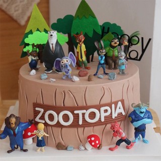 Bộ 12 đồ chơi mô hình Zootopia Nick & Judy 4-7 cm Phi Vụ Động Trời trang trí bánh kem sinh nhật