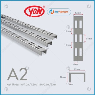 Thanh ray gắn tường đôi làm kệ trưng bày A2