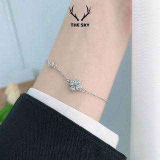  Lắc tay nữ The Sky vòng tay cỏ 4 lá may mắn mắt đá dây mảnh nhẹ nhàng 