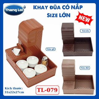 Ống Đựng Đũa Muỗng Có Nắp TL079 Size Lớn – Kèm Khay Gia Vị & Hộp Giấy – Nhựa Thắng Lợi Bền Đẹp