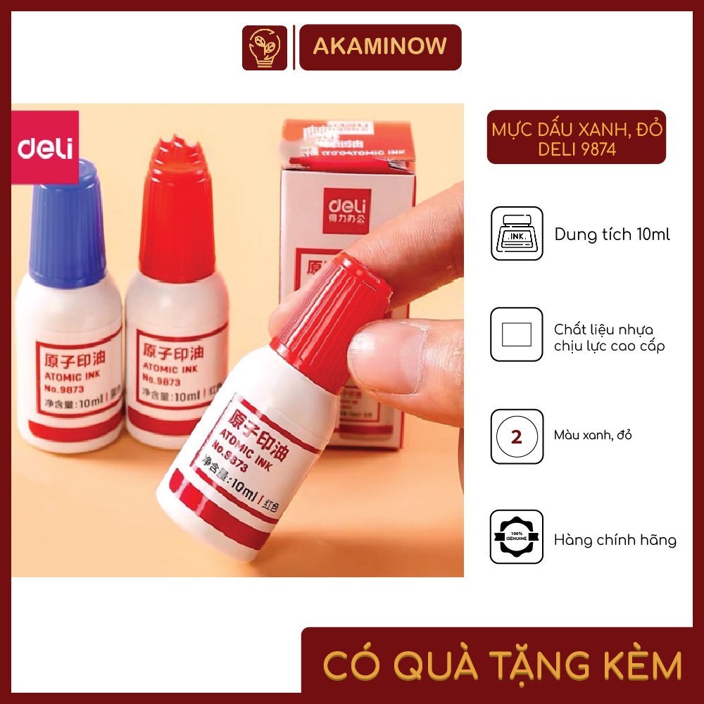 Mực Dấu xanh, đỏ DELI 9874 9873