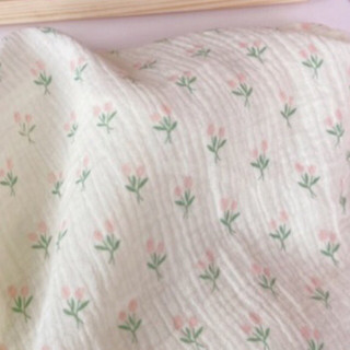 vải xô muslin 2 lớp hoa tuy lip đôi siêu mềm,siêu xinh đẹp
