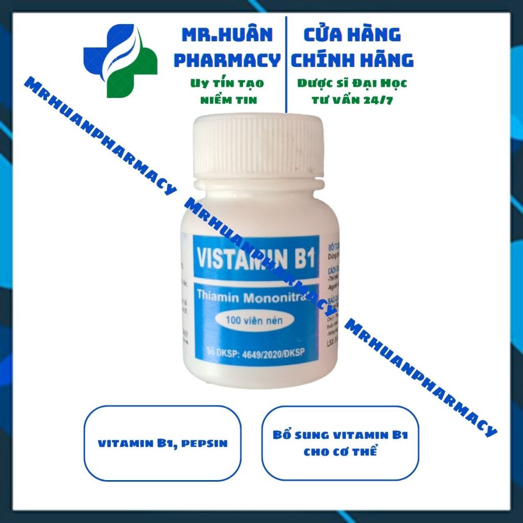 10 lọ Vistamin B1 Đại Uy (Lọ 100 viên) - Bổ sung vitamin B1 cho cơ thể