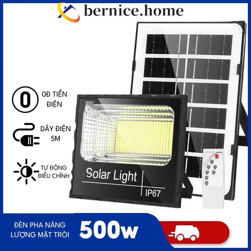 Đèn Năng Lượng Mặt Trời 500W Solar Light Ngoài Trời Chống Nước Không tốn tiền điện