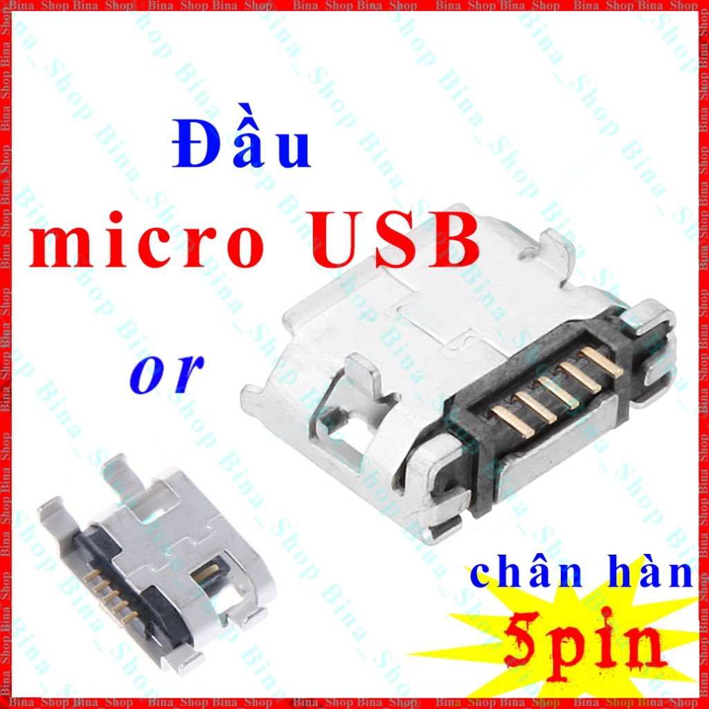 (2 cái) Đầu Micro USB 5 chân hàn mạch