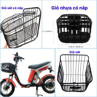 Giỏ sắt giỏ nhựa rổ xe đạp điện có nắp lắp cho xe 133m, 133S, xe mini coper, xe đạp điện dáng nhỏ và các loại xe khác