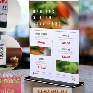 Kệ Mica Menu Mica A4 A5 A6 standee mica Bảng Mica Để Bàn Kệ Mica Trưng Bày Qr code Để Bàn