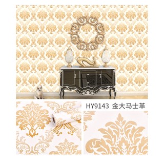 Giấy dán tường Hoa Văn vàng - Sẵn keo - Khổ 10m*45cm