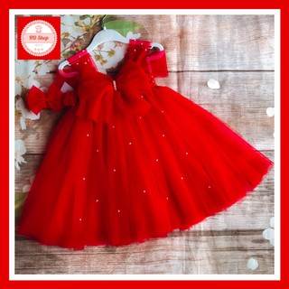 Đầm Bé Gái ❤️FREESHIP❤️ Đầm Công Chúa cho Bé Đỏ Nơ Đính Đá